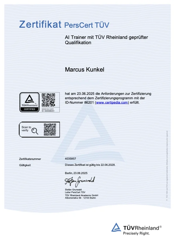 TÜV Rheinland PersCert — AI Trainer